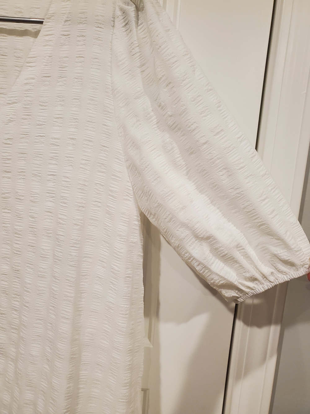 White Textured Button-Front Long Dress XL - Picture 4 of 6